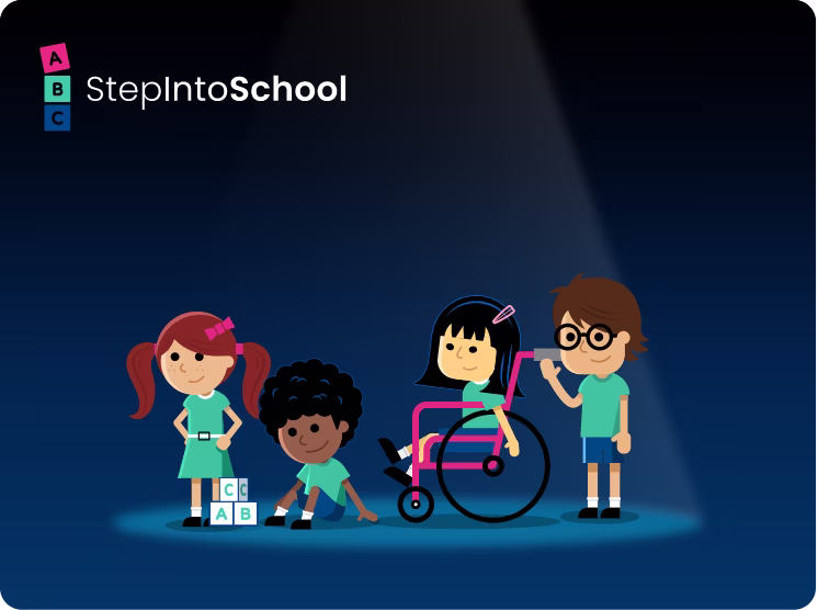 StepIntoSchool logo and pupils